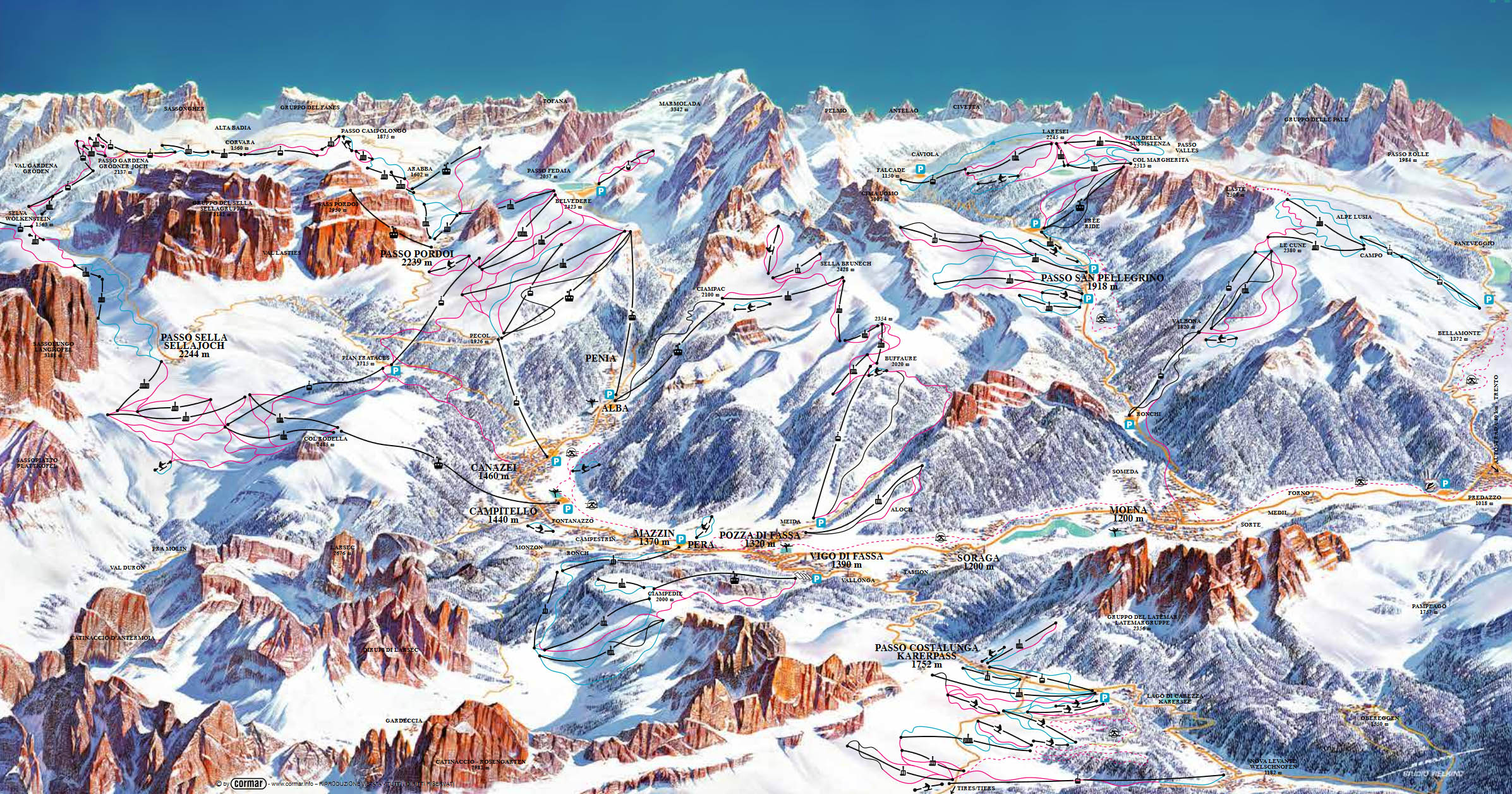 Ski mapa Val di Fassa